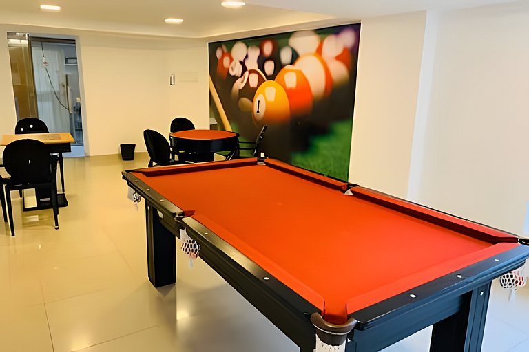 Flat com vista da piscina com café incluso