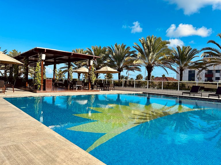 Apto 2q com vista piscina