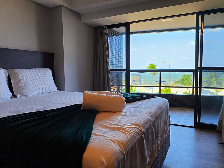 Flat Luxo Frente Mar com Vista Espetacular