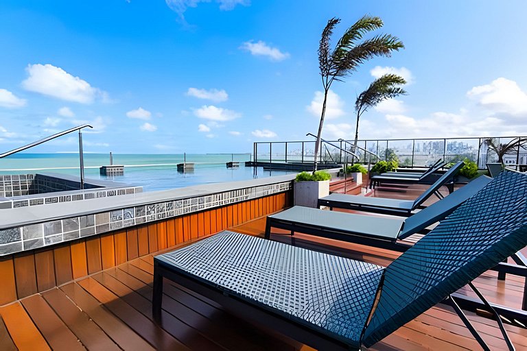 Flat pé na areia com linda vista no Alta Garden