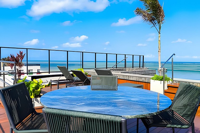 Flat pé na areia com linda vista no Alta Garden