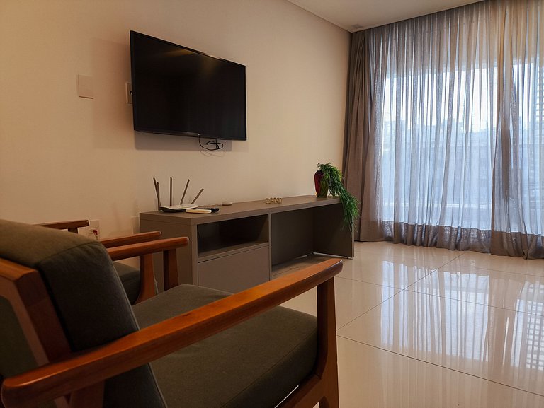 Apto Espaçoso de 1q com vista mar - café incluso