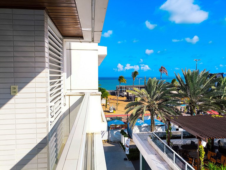 Apto 2q vista mar e piscina no Solar com café