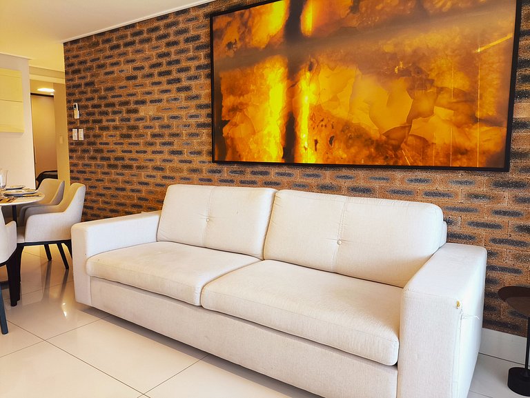 Apto 2q vista mar e piscina no Solar com café