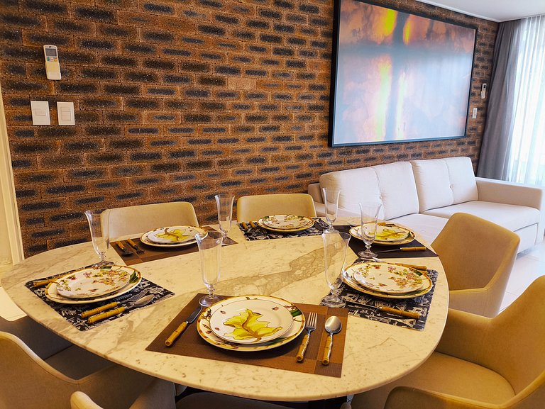 Apto 2q vista mar e piscina no Solar com café